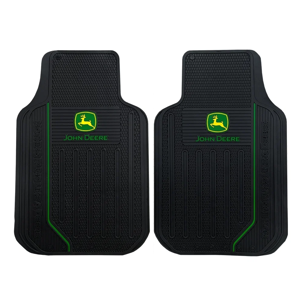 001634R01 – PLASTICOLOR Floor Mat, Black 30-1/2 Inch Length x 18 Inch Width x 1 Inch Height Green John Deere With Str...